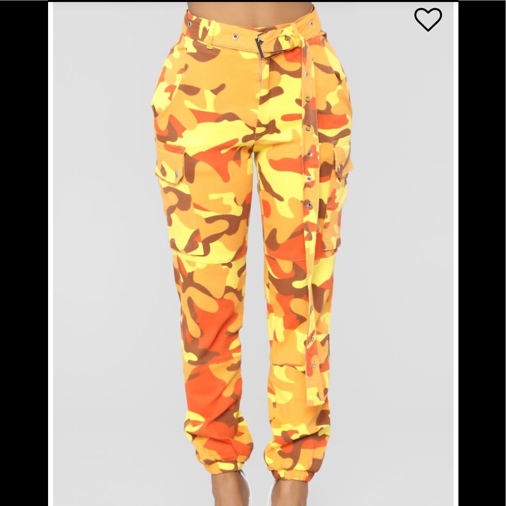 Camo yellow cargo pants